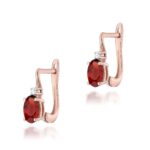 Cercei Aur 14K cu Garnet 1.00 ct si Diamante 0.029 ct - Imagine 3
