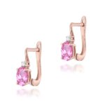Cercei Aur 14K cu Topaz Roz 1.00 ct si Diamante 0.029 ct - Imagine 3