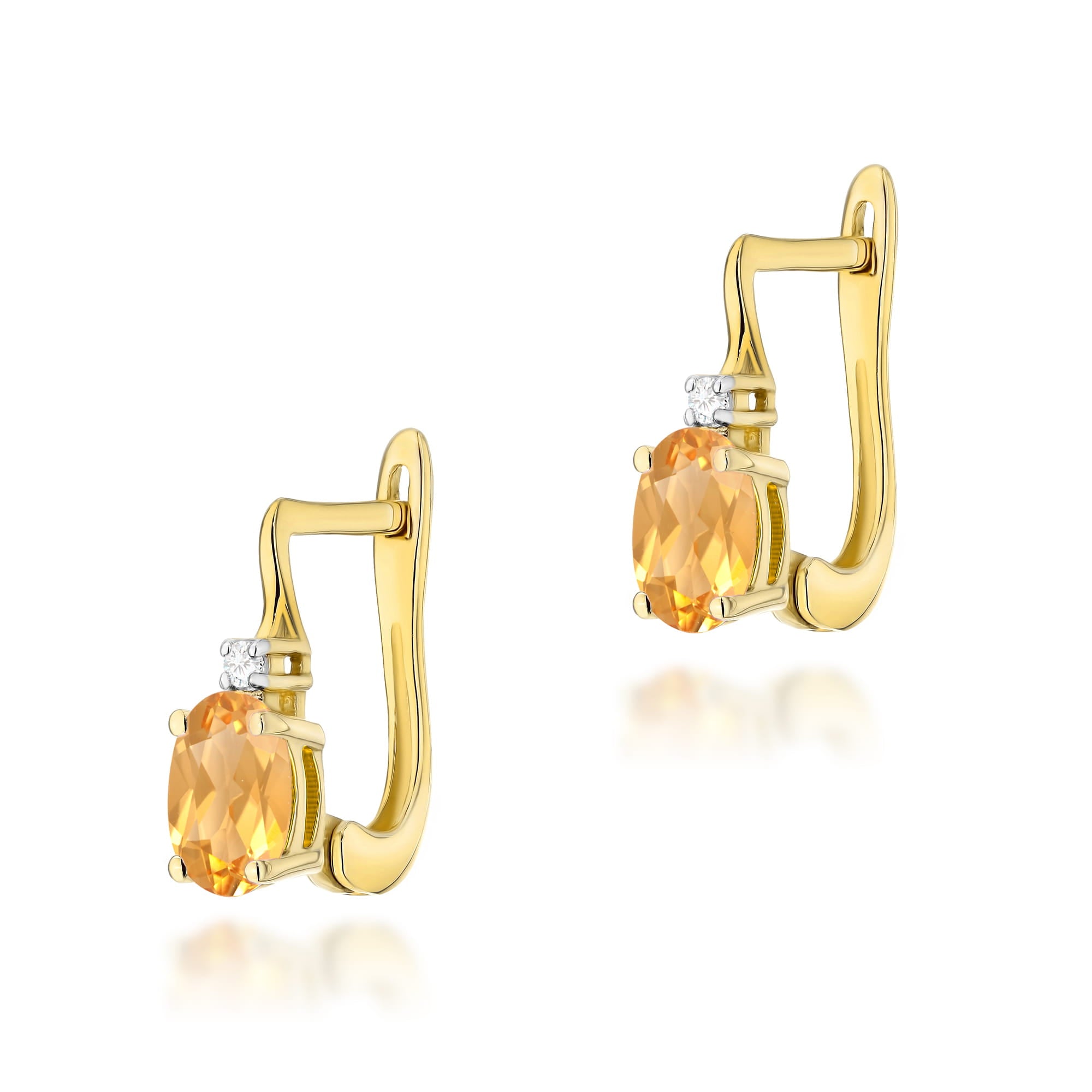 K0011.Z3.CIY_.01_1_9f8056a3-a6b2-461a-bb80-a2aed46fa902.jpg Cercei Aur 14K cu Citrine 0.60 ct si Diamante 0.029 ct - Imagine 1