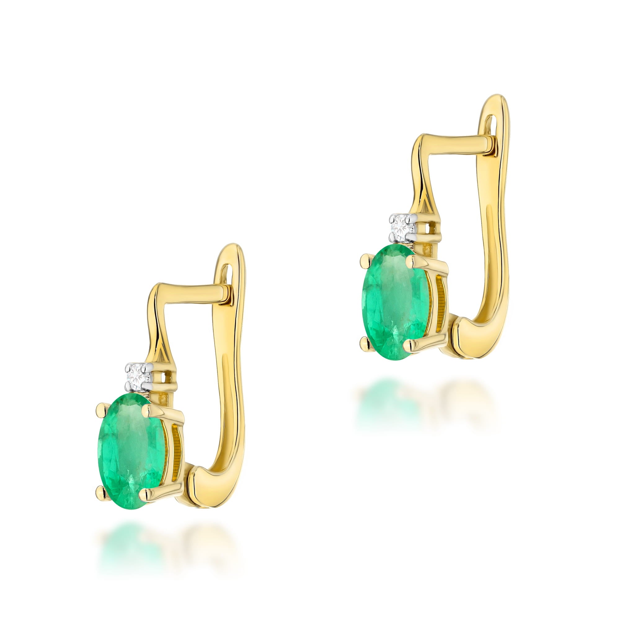 K0011.Z3.EMG_.01_1_747b8b5c-a23f-4da7-87b0-037435416ba9.jpg Cercei Aur 14K cu Smarald 0.80 ct si Diamante 0.029 ct - Imagine 1