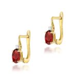 Cercei Aur 14K cu Garnet 1.00 ct si Diamante 0.029 ct