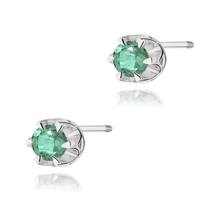 Cercei Aur 14K K0032 Smarald 2 x 0.15ct cu Șurub - Imagine 5