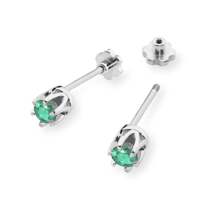 Cercei Aur 14K K0032 Smarald 2 x 0.15ct cu Șurub - Imagine 6