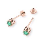 Cercei Aur 14K K0032 Smarald 2 x 0.15ct cu Șurub - Imagine 4