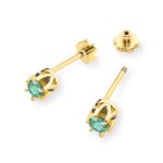 Cercei Aur 14K K0032 Smarald 2 x 0.15ct cu Șurub - Imagine 2