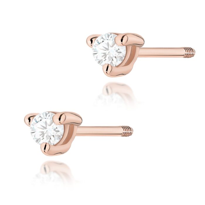 Cercei Aur 14 k cu Diamante Naturale 0.08 ct - Imagine 3