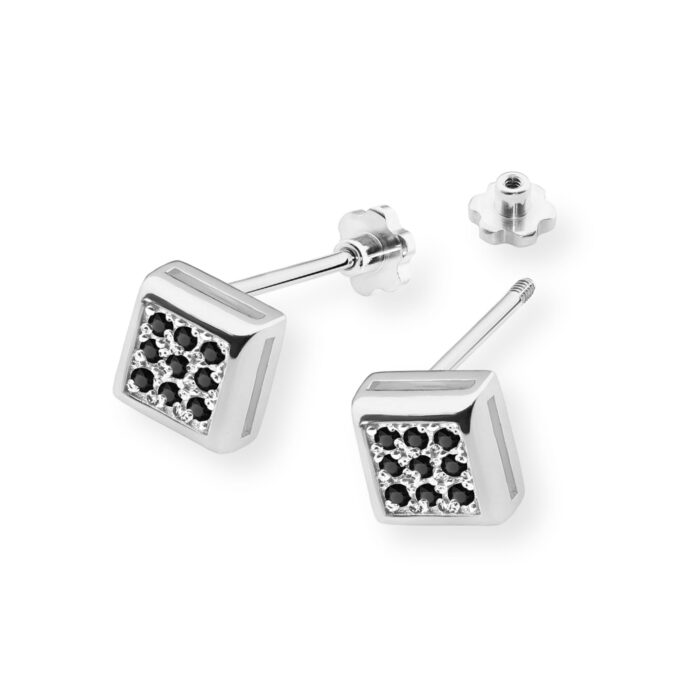 Cercei Aur 14K K0036 Diamante Negre Șurub - Imagine 6