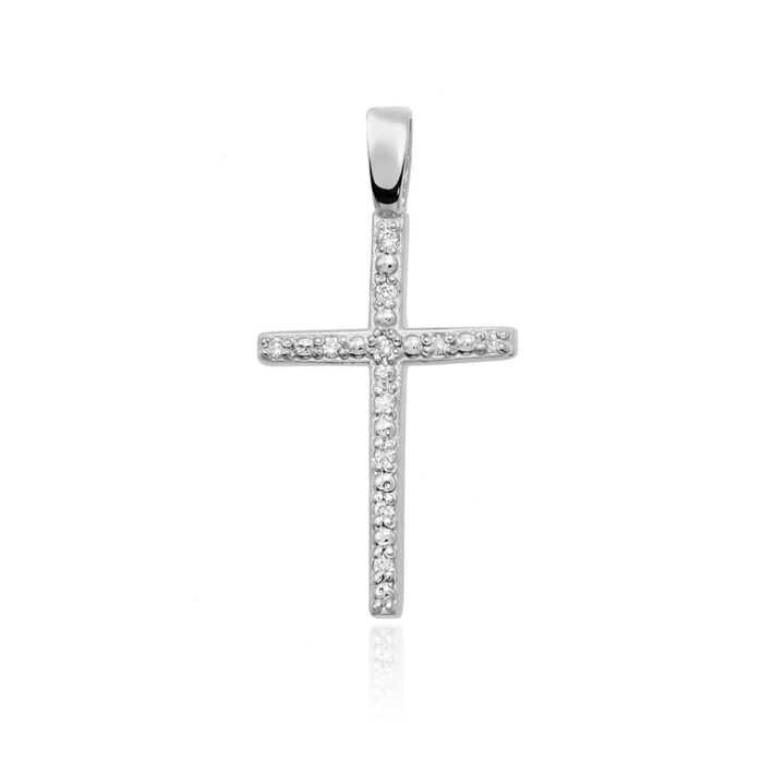 Pandantiv Cruce Aur 14K cu Diamante 0.05 ct - Imagine 5