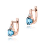 Cercei Aur 14 K cu Topaz 2.20 ct si Diamante 0.01 ct - Imagine 4