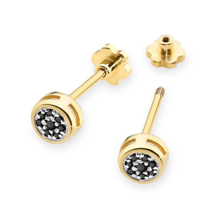 Cercei Aur 14K K0041 Diamante Negre 0.08ct - Imagine 2