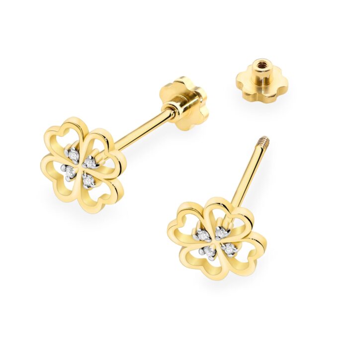 Cercei Aur 14K cu Diamante Naturale 0.04 ct - Imagine 2