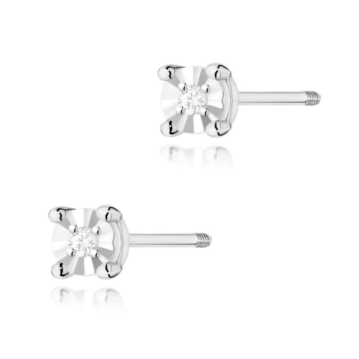 Cercei Aur 14K cu Diamante Naturale 0.02 ct - Imagine 3
