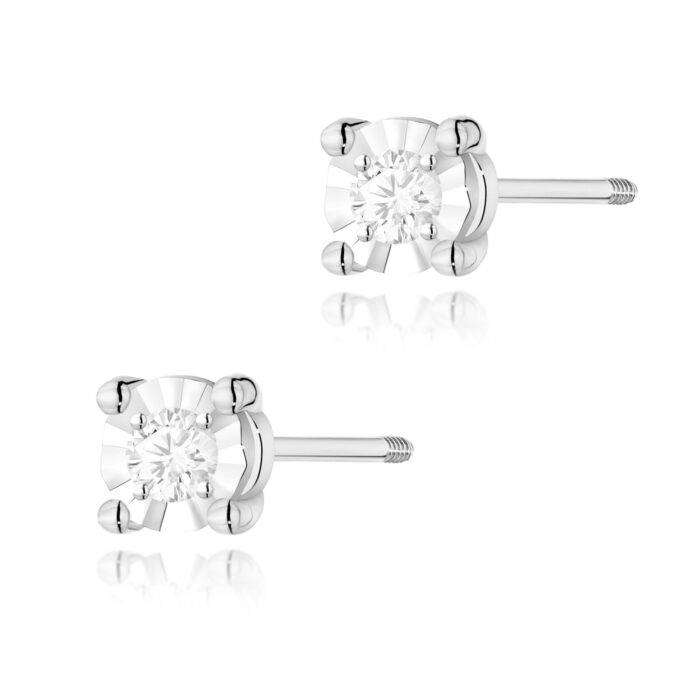 Cercei Aur 14K cu Diamante Naturale 0.06 ct - Imagine 3