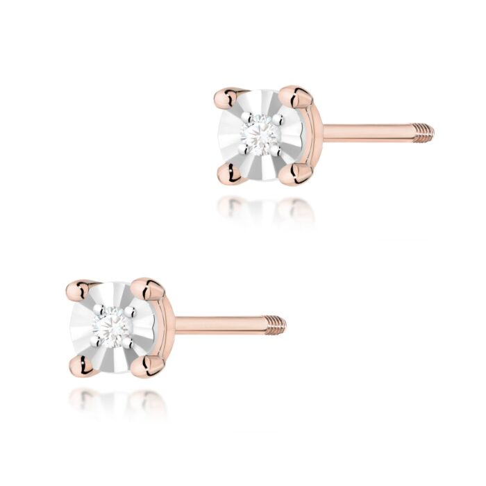 Cercei Aur 14K cu Diamante Naturale 0.02 ct - Imagine 5