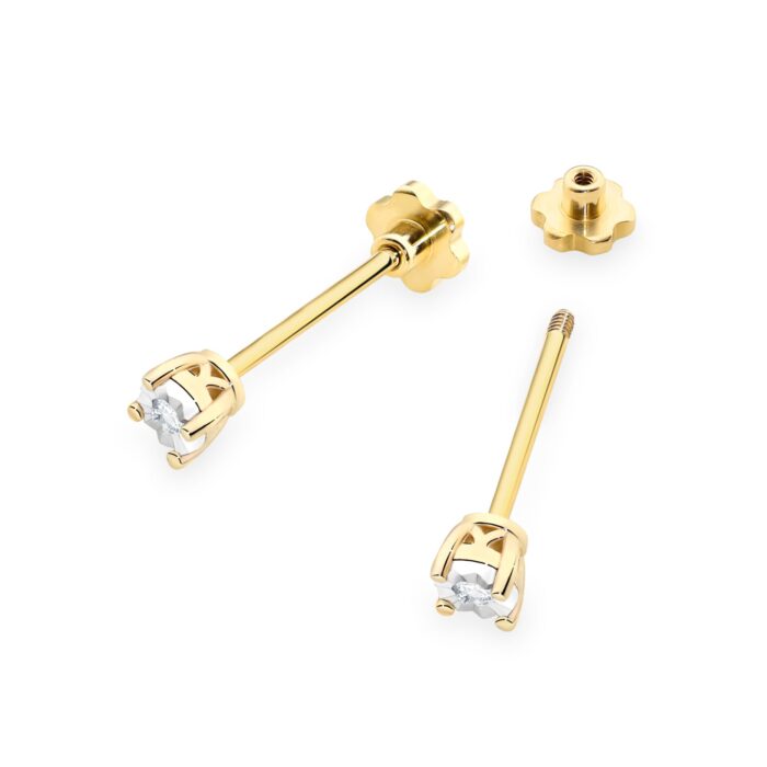 Cercei Aur 14K cu Diamante Naturale 0.06 ct - Imagine 2