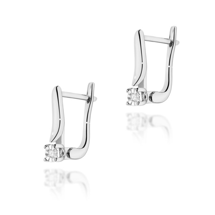 Cercei Aur 14K cu Diamante Naturale 0.0172 ct - Imagine 2