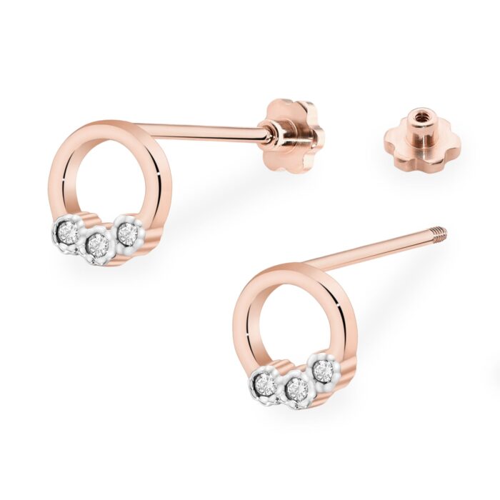 Cercei Aur 14K K0072 Diamante Șurub - Imagine 5
