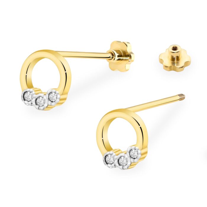 Cercei Aur 14K K0072 Diamante Șurub - Imagine 2