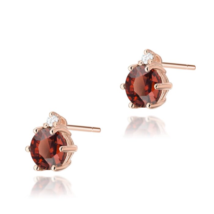 Cercei Aur 14K cu Garnet 1.20 ct si Diamant 0.03 ct. - Imagine 3