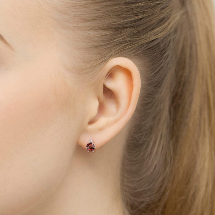 Cercei Aur 14K cu Garnet 1.20 ct si Diamant 0.03 ct. - Imagine 4
