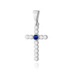 Pandantiv Cruce Aur 14K cu Safir 0.15 ct si Diamante