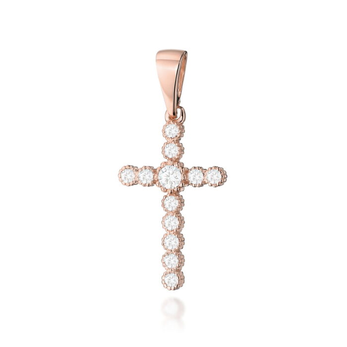 Pandantiv Cruce Aur 14 K cu Diamante 0.32 ct - Imagine 7
