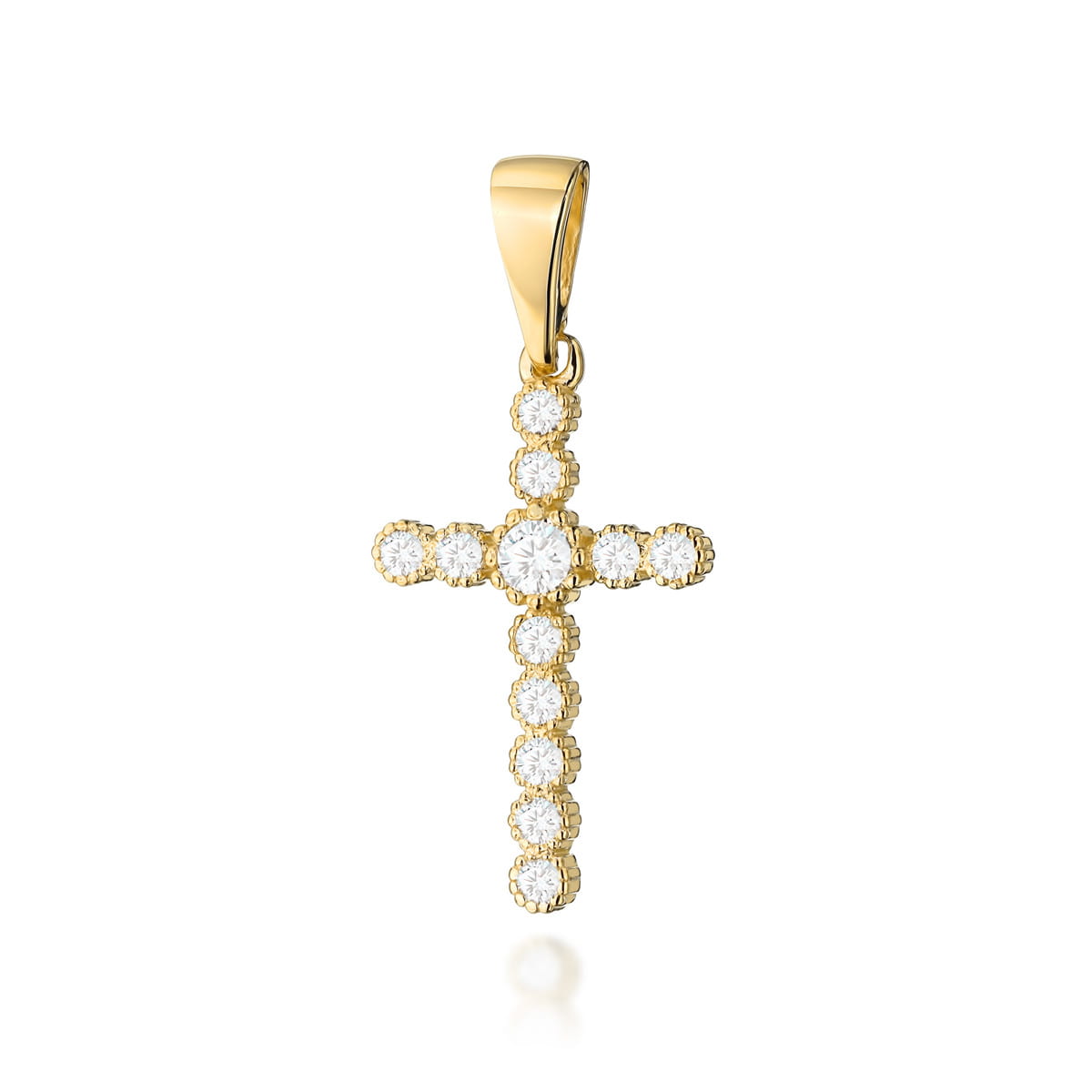 K008-Z-585-B0.30_1.jpg Pandantiv Cruce Aur 14 K cu Diamante 0.32 ct - Imagine 1