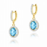 Cercei Aur 14K cu Topaz 3.40 ct si Diamante 0.36 ct