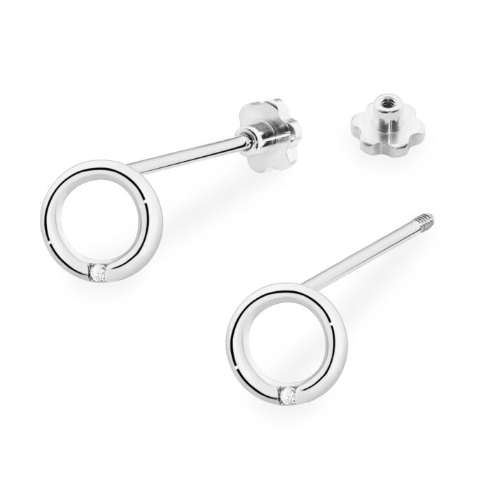 Cercei Aur 14K cu Diamante Naturale 0.01 ct - Imagine 5
