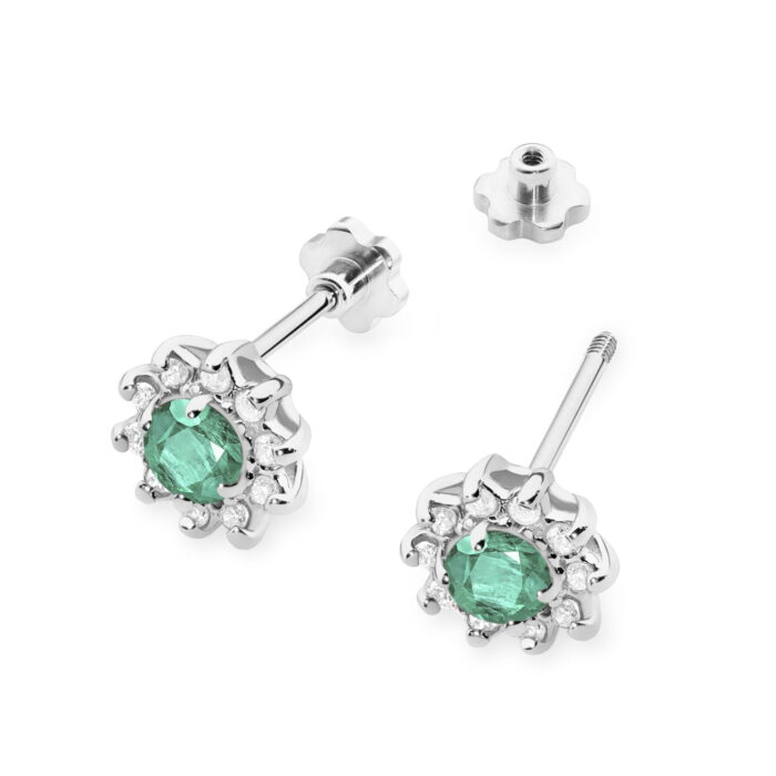 Cercei Aur 14K K0185 Smarald 2 x 0.15ct - Imagine 8