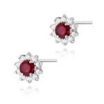 Cercei Aur 14K cu Rubin 0.30 ct si Diamante Naturale 0.18 ct - Imagine 3
