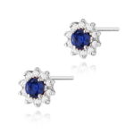 Cercei Aur 14K cu Safir 0.30 ct si Diamante Naturale 0.18 ct - Imagine 3
