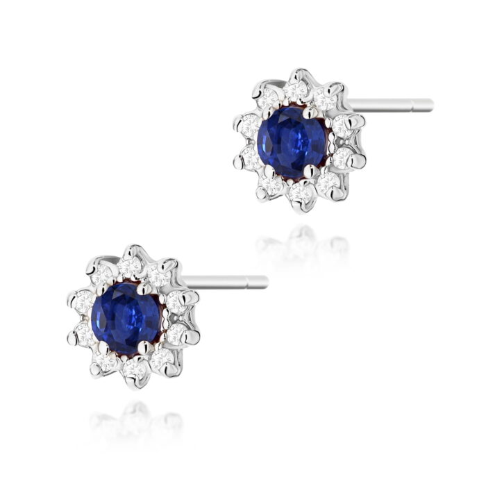 Cercei Aur 14K cu Safir 0.30 ct si Diamante Naturale 0.18 ct - Imagine 3
