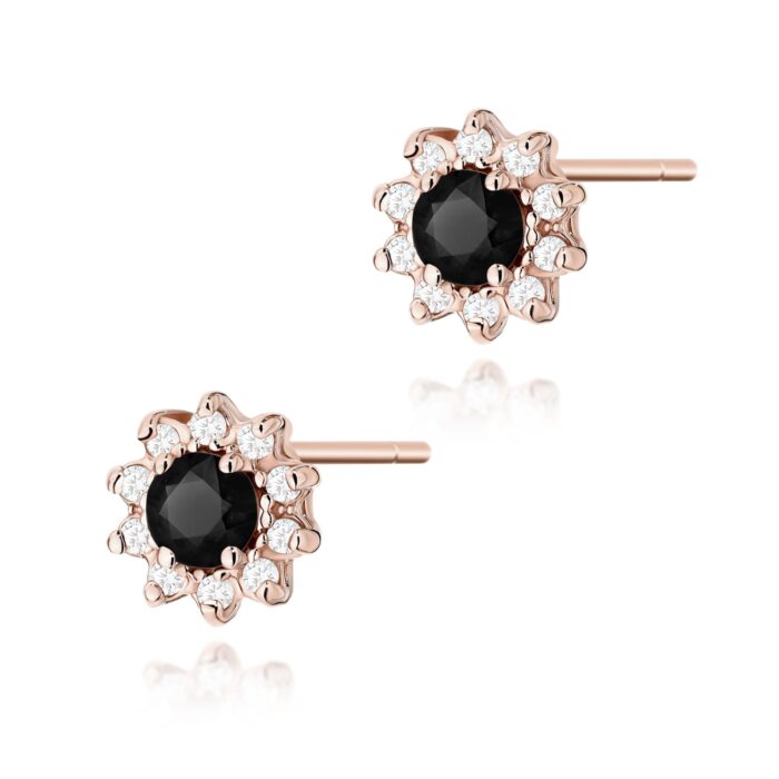 Cercei Aur 14K K0185 Diamant Negru 2 x 0.12ct - Imagine 4