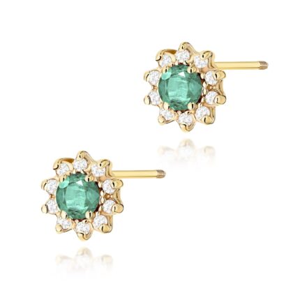 Cercei Aur 14K K0185 Smarald 2 x 0.15ct