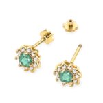 Cercei Aur 14K K0185 Smarald 2 x 0.15ct - Imagine 2