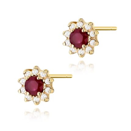 Cercei Aur 14K cu Rubin 0.30 ct si Diamante Naturale 0.18 ct