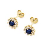 Cercei Aur 14K cu Safir 0.30 ct si Diamante Naturale 0.18 ct - Imagine 2