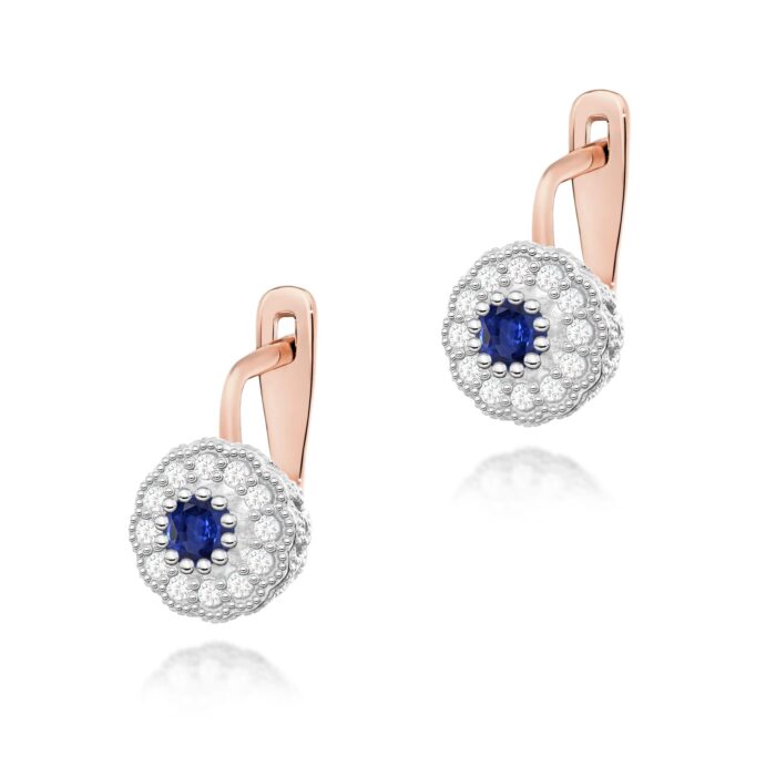 Cercei Aur 14K cu Safir 0.30 ct si Diamante 0.20 ct - Imagine 7