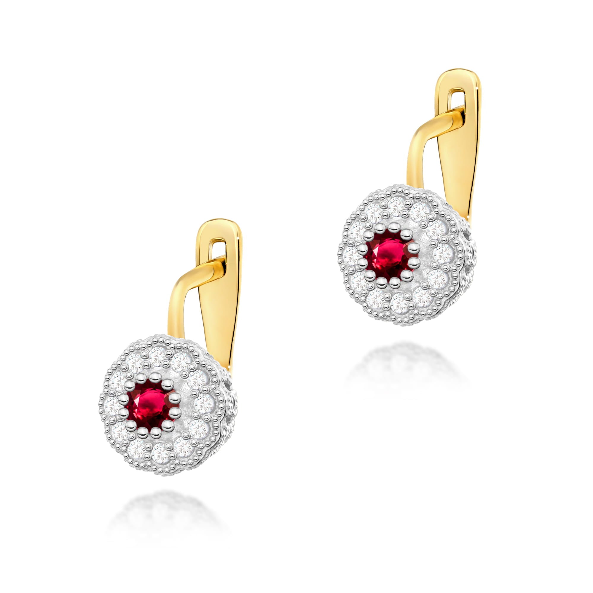 K0284.Z3.RUR_.01_1.jpg Cercei Aur 14K cu Rubin 0.30 ct si Diamante 0.20 ct - Imagine 1