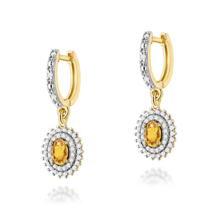 Cercei Aur 14k cu Citrin 1.20 ct si Diamante Naturale 0.44 ct