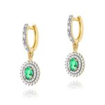 Cercei Aur 14k cu Smarald 0.80 ct si Diamante Naturale 0.44 ct