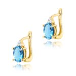 Cercei Aur 14K cu Topaz Albastru 1.80 ct si Diamante Naturale 0.05 ct