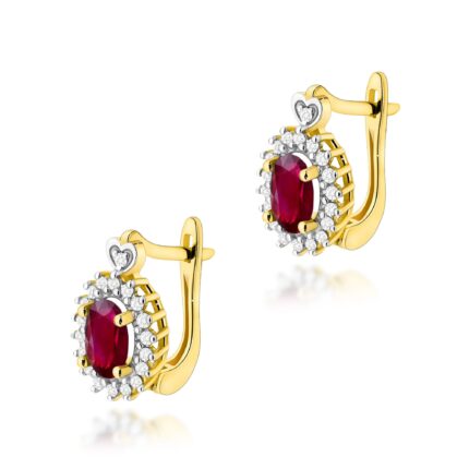 Cercei Aur 14K cu Rubin 1.20  ct si Diamante Naturale 0.19 ct