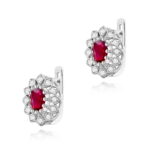 Cercei Aur 14K cu Rubin 1.20 ct si Diamante Naturale 0.20 ct - Imagine 2