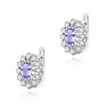 Cercei Aur 14K cu Tanzanit 0.80 ct si Diamante Naturale 0.20 ct - Imagine 2