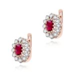 Cercei Aur 14K cu Rubin 1.20 ct si Diamante Naturale 0.20 ct - Imagine 3