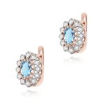 Cercei Aur 14K cu Topaz Albastru 1.00 ct si Diamante Naturale 0.20 ct - Imagine 3