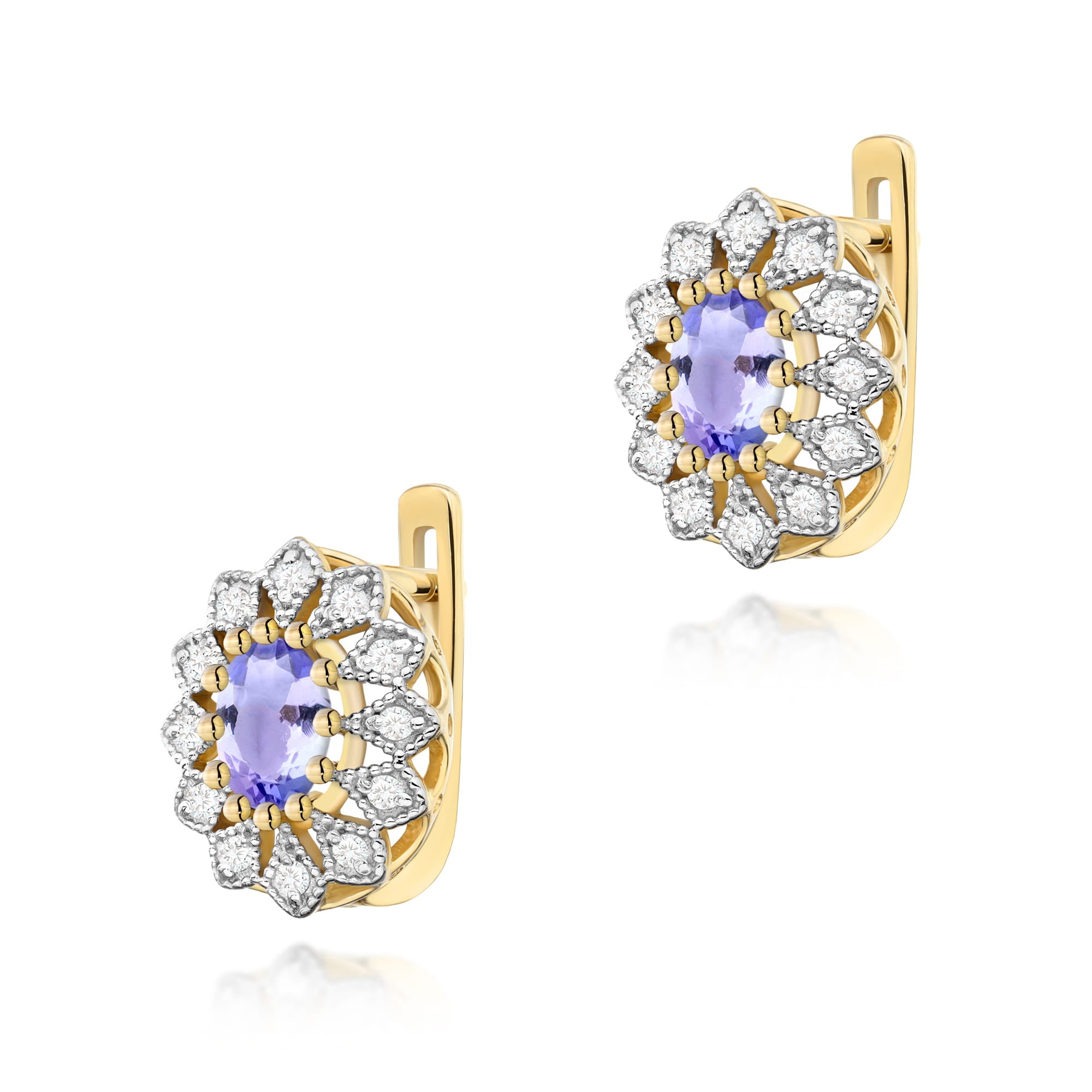 K0354.Z3.TAP_.01_1.jpg Cercei Aur 14K cu Tanzanit 0.80 ct si Diamante Naturale 0.20 ct - Imagine 1
