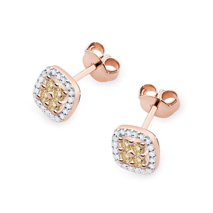 Cercei Aur 14k cu Diamante Maro 0.40 ct si Diamant Alb 0.20 ct - Imagine 6